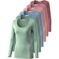 thumbnail image 1 of Emmalise Women’s Long Sleeve Scoop Neck Fitted Top Soft and Dusty Color Multipack S, 1 of 4