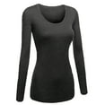 thumbnail image 1 of Emmalise Women's Plain Basic Cotton Spandex Scoop Neck Long Sleeve T Shirt Heather Charcoal Large, 1 of 3