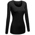 thumbnail image 1 of Emmalise Women's Plain Basic Cotton Spandex Scoop Neck Long Sleeve T Shirt, 1 of 5