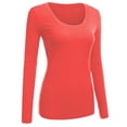 thumbnail image 1 of Emmalise Women's Plain Basic Cotton Spandex Scoop Neck Long Sleeve T Shirt, 1 of 4