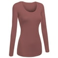thumbnail image 1 of Emmalise Women's Plain Basic Cotton Spandex Scoop Neck Long Sleeve T Shirt, 1 of 3