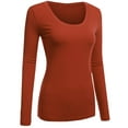 thumbnail image 1 of Emmalise Women's Plain Basic Cotton Spandex Scoop Neck Long Sleeve T Shirt, 1 of 3