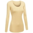 thumbnail image 1 of Emmalise Women's Plain Basic Cotton Spandex Scoop Neck Long Sleeve T Shirt, 1 of 3