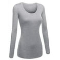 thumbnail image 1 of Emmalise Women's Plain Basic Scoop Neck Long Sleeve TShirt Tee - H Gray, 3XL, 1 of 5