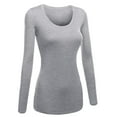thumbnail image 1 of Emmalise Women's Plain Basic Scoop Neck Long Sleeve TShirt Tee - H Gray, M, 1 of 4