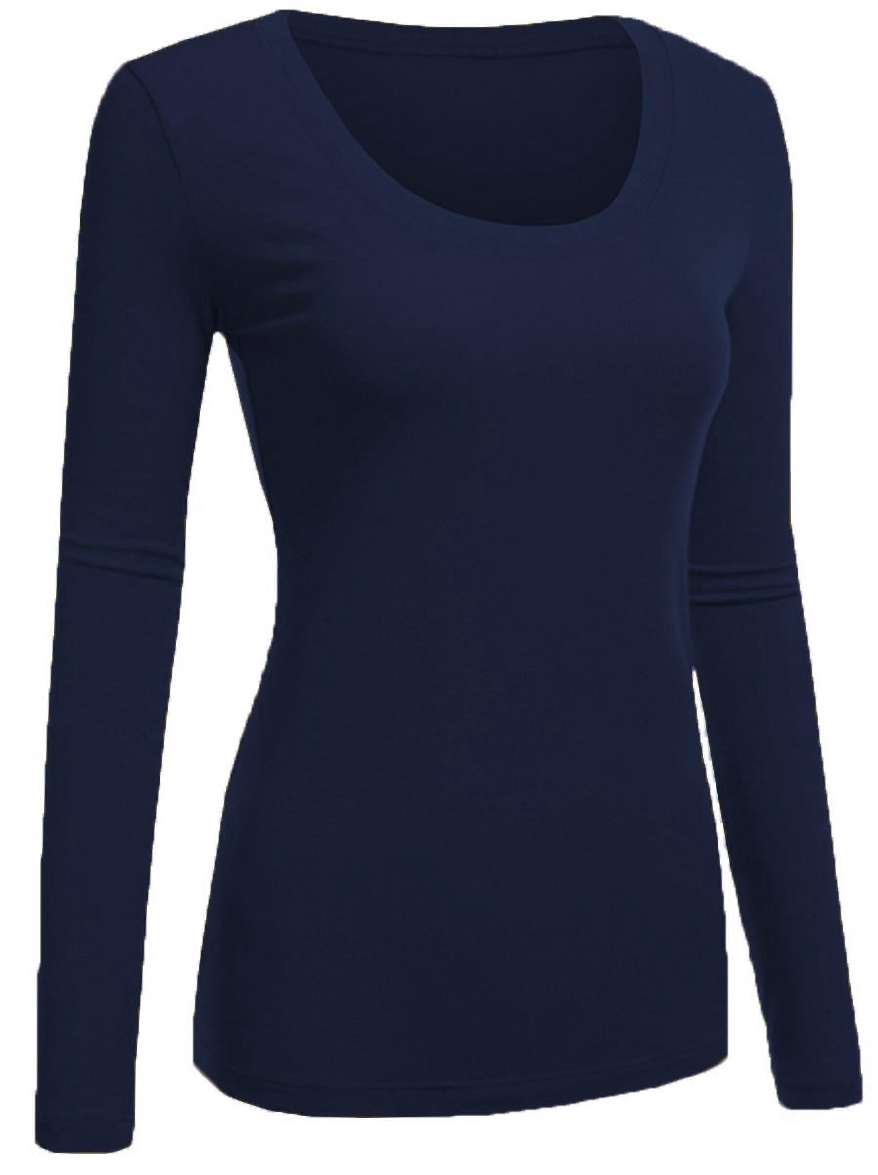 Emmalise Women's Slim Fit Basic Scoop Neck Long Sleeve Activewear