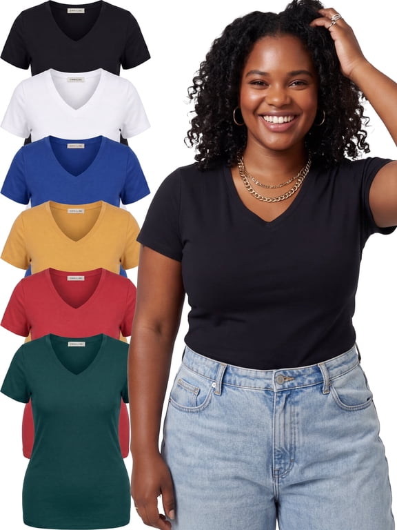 Women’s Plus Size Short Sleeve V-Neck Fitted Top Curated Mystery Mix 1XL