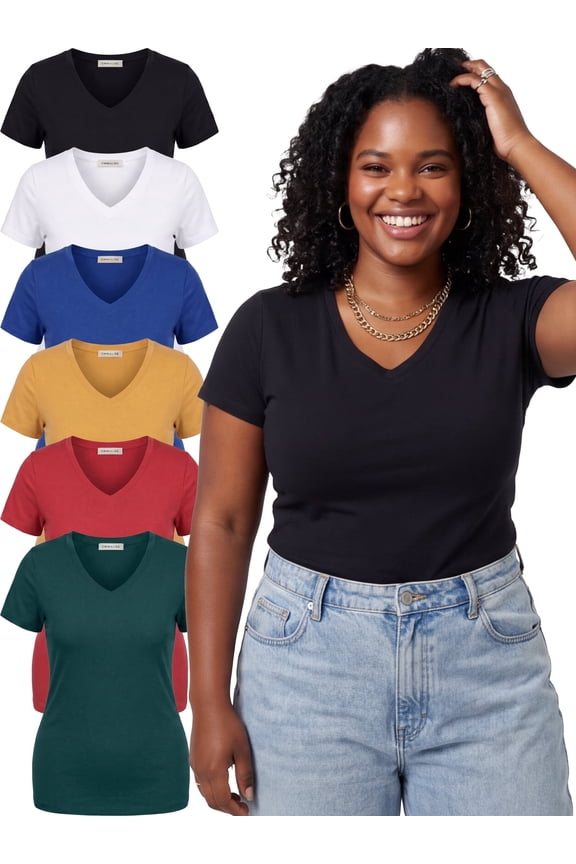 Women’s Plus Size Short Sleeve V-Neck Fitted Top Curated Mystery Mix 1XL