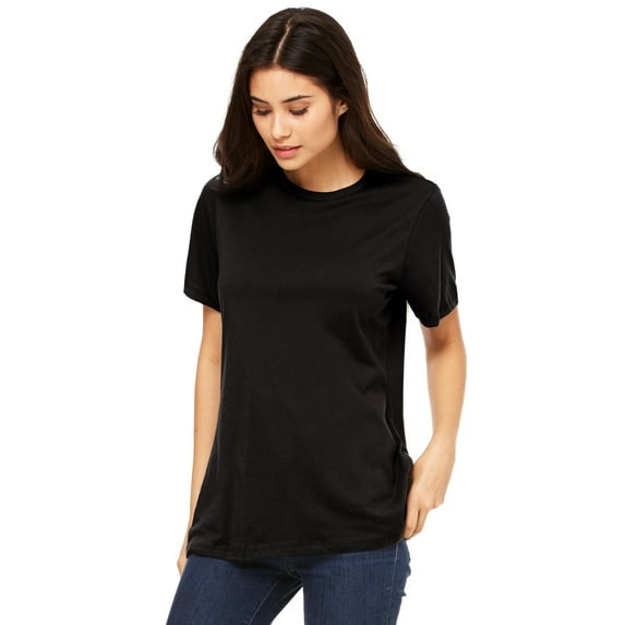 Emmalise Women's Round Neck Short Sleeve Tru-Fit Tee Shirt, Black, X-Small