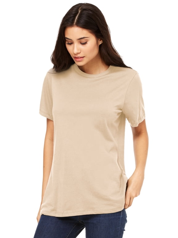 Round Neck Short Sleeve Solid Print T-Shirt, Women's Plus