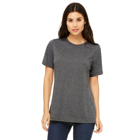 Emmalise Women's Round Neck Short Sleeve Tru-Fit Tee Shirt, Heather Charcoal, Small