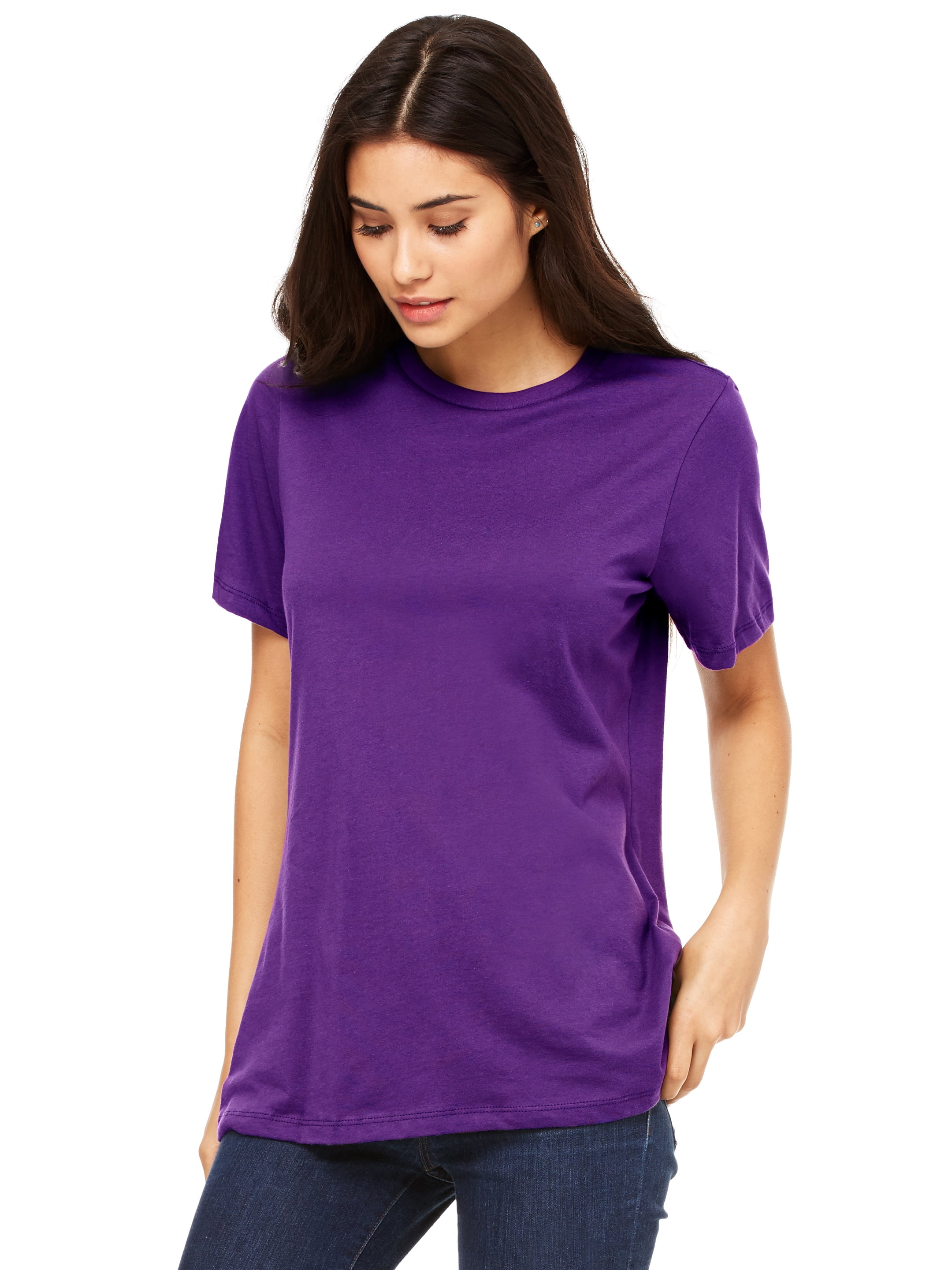 Emmalise Women's Round Neck Short Sleeve TruFit Tee Shirt, Purple — free download