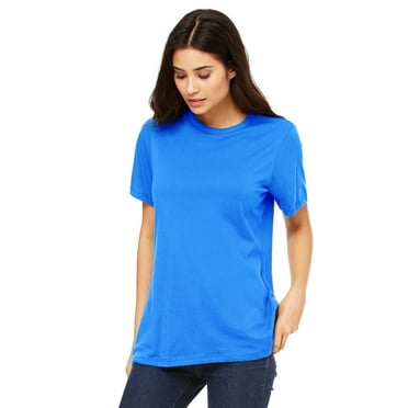 Emmalise Women's Round Neck Short Sleeve Tru-Fit Tee Shirt, Turquoise, Small