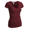 thumbnail image 1 of Essential Basic Women's Short Sleeve T Shirt V Neck Tee (Burgundy, Large), 1 of 2