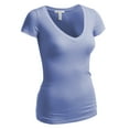 thumbnail image 1 of Emmalise Women's Short Sleeve T Shirt V Neck Tee (Pastel Blue, Large), 1 of 2