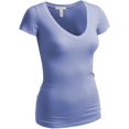 thumbnail image 1 of Emmalise Women's Short Sleeve T Shirt V Neck Tee (Pastel Blue, Large), 1 of 2