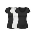 thumbnail image 1 of Emmalise Women's Short Sleeve Tshirt Scoop Neck Tee Value Set (3Pk, Bk, Bk, Wht, X-Large), 1 of 6