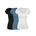 thumbnail image 1 of Emmalise Women's Short Sleeve Tshirt Scoop Neck Tee Value Set (3Pk, Blk, Blue Shadow, Wht, Large), 1 of 5