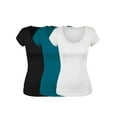 thumbnail image 1 of Emmalise Women's Short Sleeve Tshirt Scoop Neck Tee Value Set (3Pk, Blk, DpJungle, Wht, XXX-Large), 1 of 6