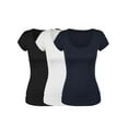 thumbnail image 1 of Emmalise Women's Short Sleeve Tshirt Scoop Neck Tee Value Set (3Pk, Blk, Navy, Wht, Medium), 1 of 5