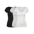 thumbnail image 1 of Emmalise Women's Short Sleeve Tshirt Scoop Neck Tee Value Set (3Pk, Blk, Oat, White, X-Large), 1 of 6