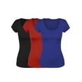 thumbnail image 1 of Emmalise Women's Short Sleeve Tshirt Scoop Neck Tee Value Set (3Pk, Blk, Red, Royal, Large), 1 of 6