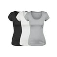 thumbnail image 1 of Emmalise Women's Short Sleeve Tshirt Scoop Neck Tee Value Set (3Pk, Blk, White, HthGray, X-Large), 1 of 6