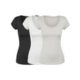 thumbnail image 1 of Emmalise Women's Short Sleeve Tshirt Scoop Neck Tee Value Set (3Pk, Blk, White, Oat, Small), 1 of 6