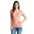 thumbnail image 1 of Emmalise Women's Slim Athletic Fit Neck Tshirt Half Sleeves Top (Dusty Salmon,3XL), 1 of 6