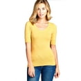 thumbnail image 1 of Emmalise Women's Slim Athletic Fit Neck Tshirt Half Sleeves Top (Yolk Yellow, Large), 1 of 2
