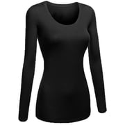 Emmalise Womens Junior and Plus Size Basic Scoop Neck Tshirt Long Sleeve Tee
