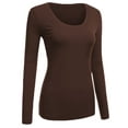 thumbnail image 1 of Emmalise Womens Junior and Plus Size Basic Scoop Neck Tshirt Long Sleeve Tee, 1 of 4