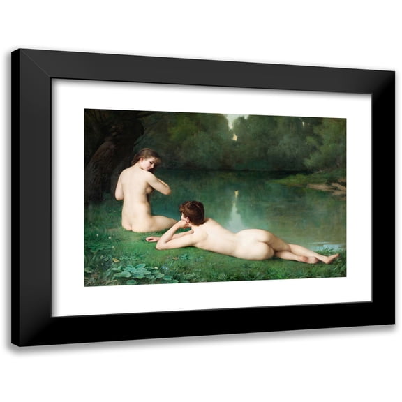 Emmanuel Benner 14x11 Black Modern Framed Museum Art Print Titled - At the Water's Edge (1887)