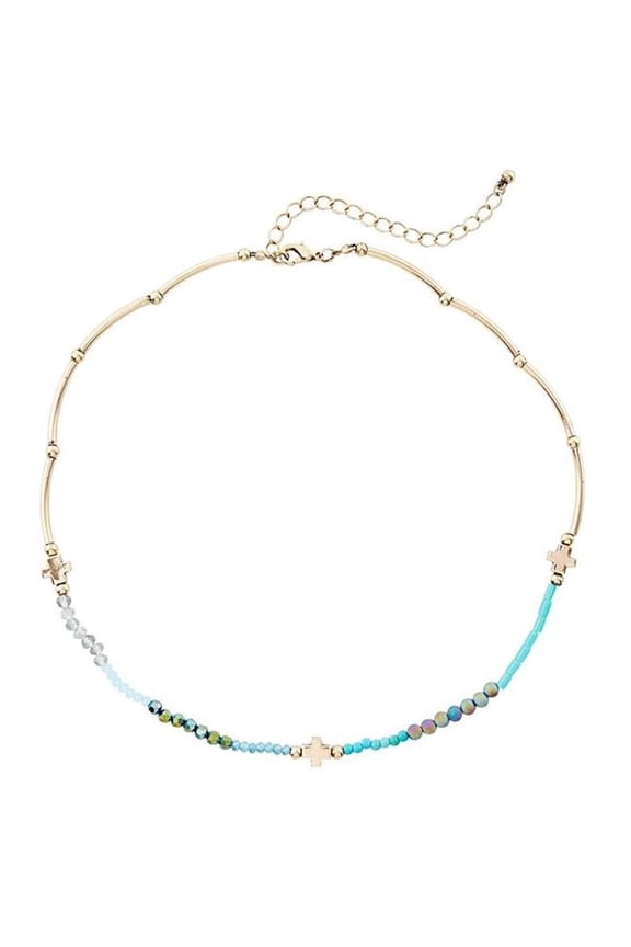 Emmanuel Cross Necklace, Green