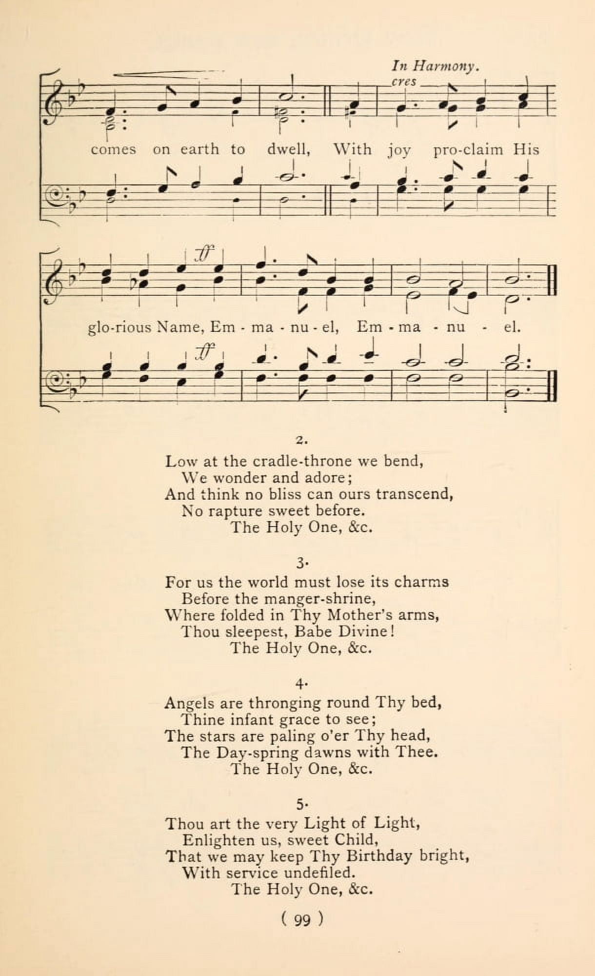 Emmanuel God with Us 2 Christmas Carols New & Old 1850 Canvas Art -  (18 x 24)