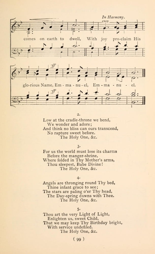 Emmanuel God with Us 2 Christmas Carols New & Old 1850 Canvas Art - (24 x 36)