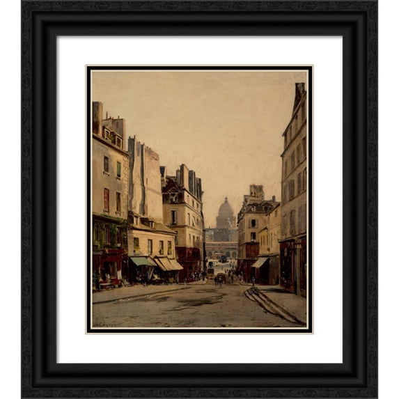 Emmanuel Lansyer 15x17 Black Ornate Wood Framed Double Matted Museum Art Print Titled - Rue Du Haut-Pave (1888)
