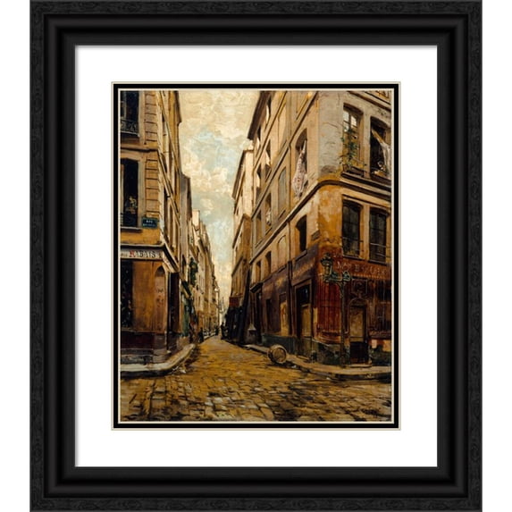 Emmanuel Lansyer 15x18 Black Ornate Wood Framed Double Matted Museum Art Print Titled - The Rue De L'Hotel-Colbert (1888)