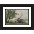 thumbnail image 1 of Emmanuel Lansyer 18x13 Black Ornate Wood Framed Double Matted Museum Art Print Titled - The&nbsp;Seine&nbsp;At Rouen (1881), 1 of 5