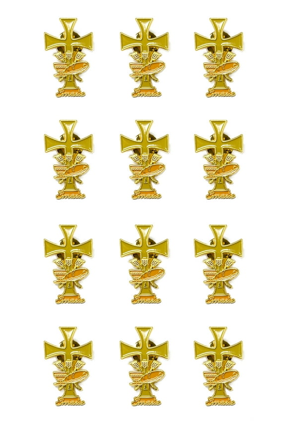 Emmaus lapel pin package of 12 units special for retreats made of golden metal- Pin de Emas, paquete de 12 unidades especial para retiros hecho en metal dorado