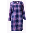 thumbnail image 1 of Emme Jordan 3/4 Sleeve Fleece Snap -Front Women's Duster - Navy and Pink Plaid - Size X-Large, 1 of 4