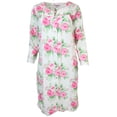 thumbnail image 1 of Emme Jordan 3/4 Sleeve Fleece Snap-Front Women's Duster-White Roses-Size Large, 1 of 1