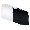 thumbnail image 1 of Emme Jordan Junior Women's 12 Pack Racer Back Tank Tops/Cotton Ribbed (Large, Blk/Wht Ribbed Tank), 1 of 1