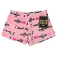 thumbnail image 1 of Emme Jordan Junior's Fuzzy Plush Pajama Shorts - I Need Coffee Pink - X-Large, 1 of 3