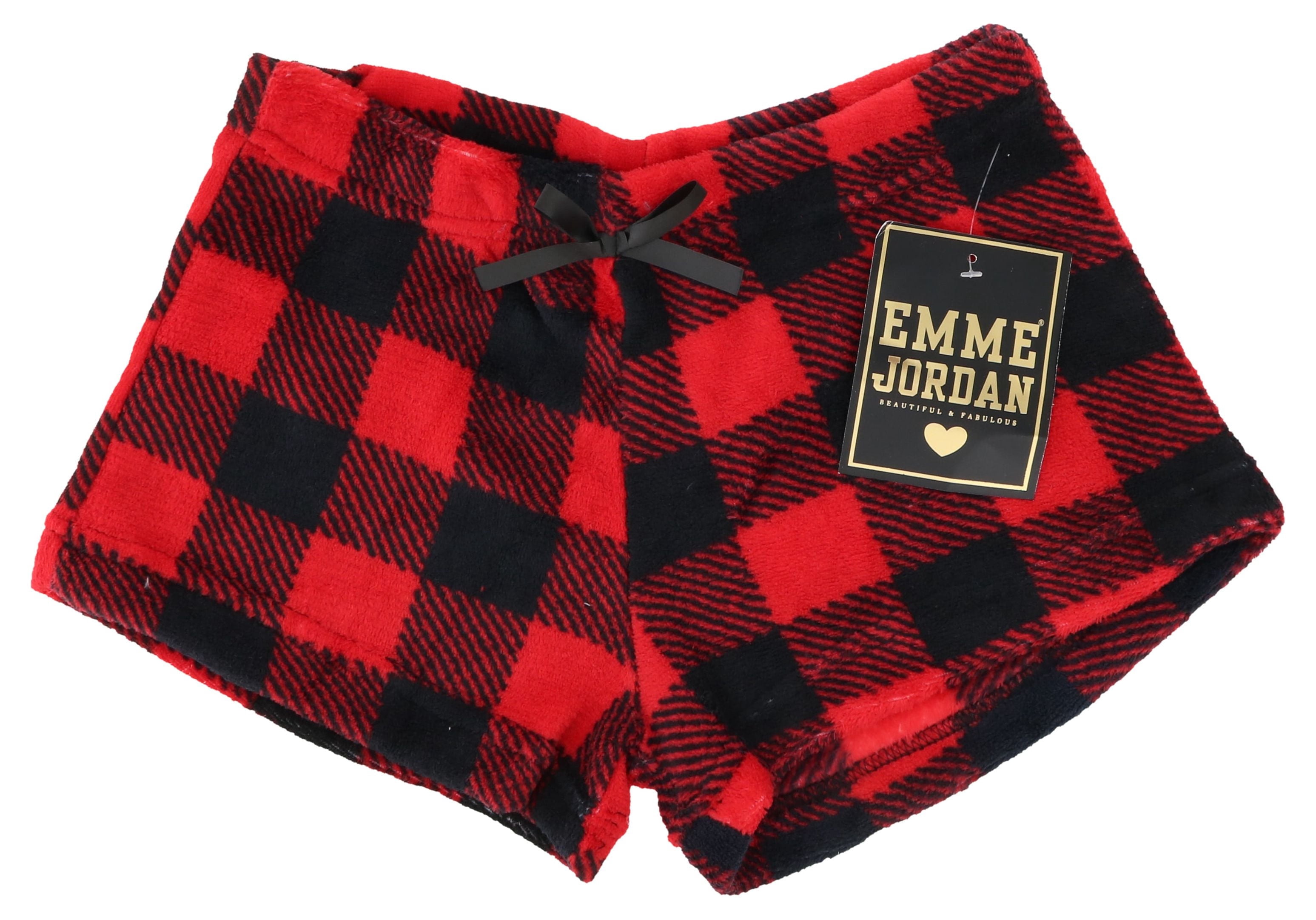 Emme Jordan Junior's Fuzzy Plush Pajama Shorts - Red & Black