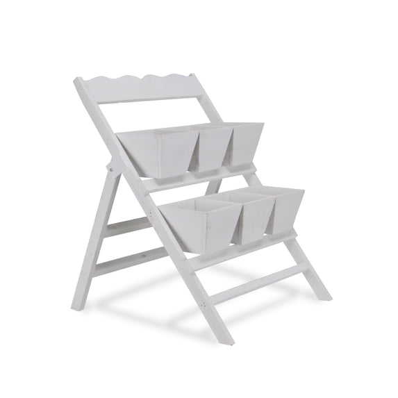 Emmeline 6 Slot Tiered Garden Stand - White