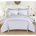 thumbnail image 1 of Emmett 3 or 2 Piece Reversible Duvet Cover Set Geometric Diamond Fretwork Pattern Print Zipper Closure Bedding, 1 of 10
