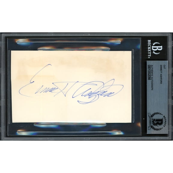 Emmett Ashford Autographed 3x5 Index Card 1st African American MLB Umpire Beckett BAS #15502098