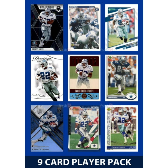 Emmitt Smith 9 Card Player Pack NFL Topps Donruss Panini Score Cowboys
