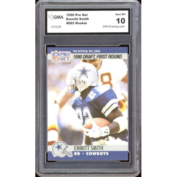 Emmitt Smith Rookie Card 1990 Pro Set #685 GMA 10